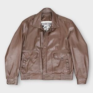 Tailwinds Leather Jacket Men’s Size XL Brown Bomber‎ Legends Heroes Pilot